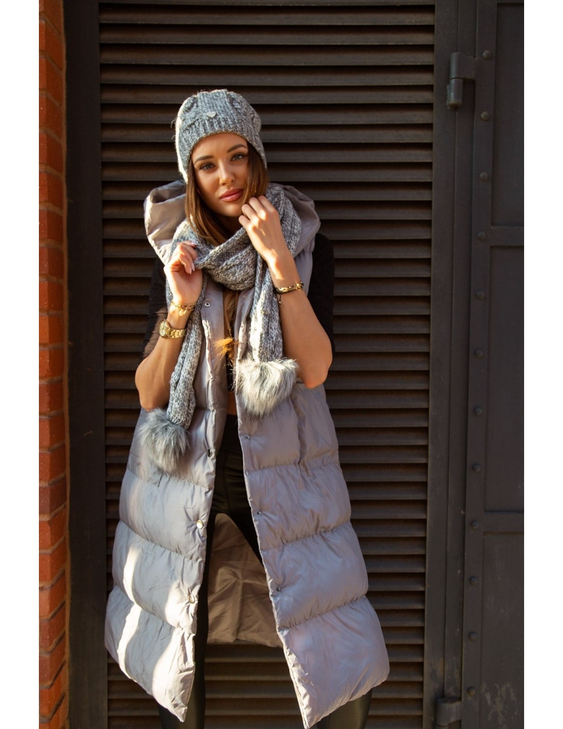 Dark gray winter set, hat and scarf C40 - Online store - Boutique